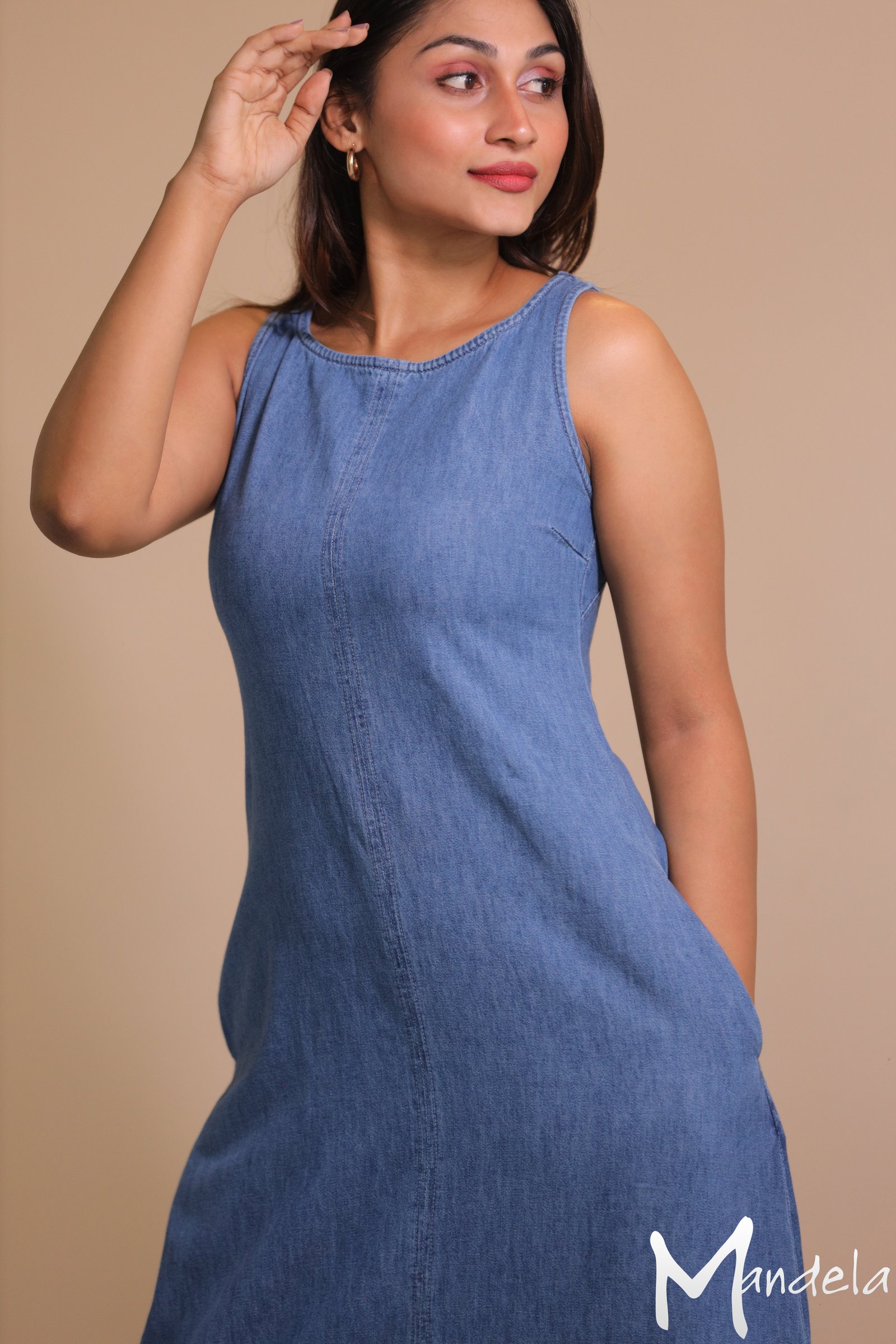 Side Open Denim Dress